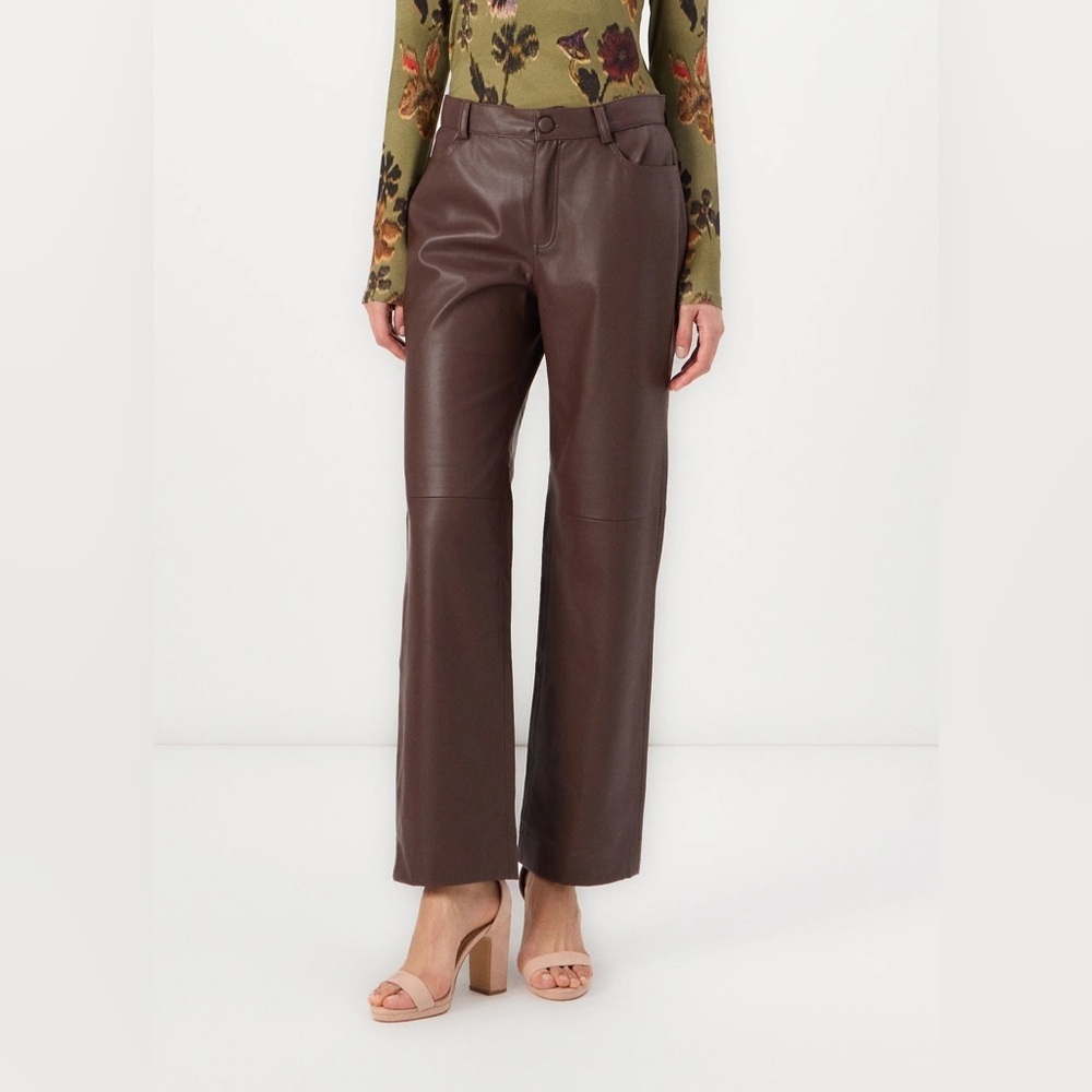 ICHI Straight Leg Coffee Bean Brown Pants 12